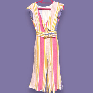 Revolve Kairi Jumpsuit in Flamingo by Line & Dot , Size Small, Pink & Yellow